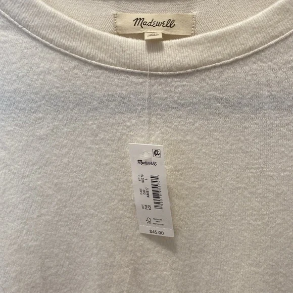 Madewell Long Sleeve Ruched Cream Ivory Top size Large New - Picture 3 of 5